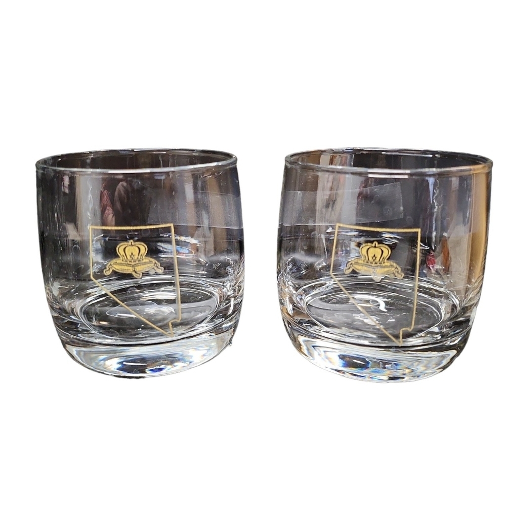 Crown Royal State Of Nevada Special Edition 10 oz Whiskey Lowball Glasses (2)